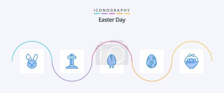 Téléchargez les illustrations : Easter Blue 5 Icon Pack Including easter. basket. easter. egg. easter - en licence libre de droit