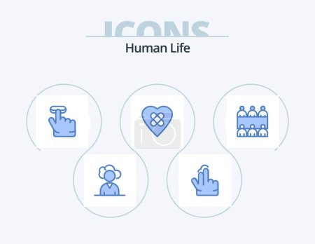 Illustration for Human Blue Icon Pack 5 Icon Design. . table. finger. meeting. patch - Royalty Free Image