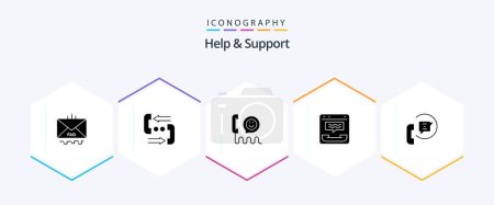 Ilustración de Help And Support 25 Glyph icon pack including help. communication. help. help. communication - Imagen libre de derechos