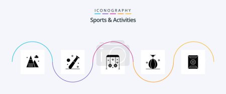 Téléchargez les illustrations : Sports and Activities Glyph 5 Icon Pack Including small. bag. gym. swing. sport - en licence libre de droit