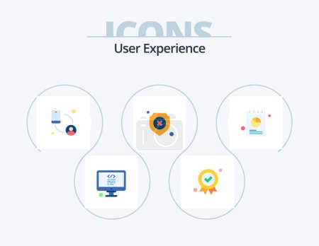 Ilustración de User Experience Flat Icon Pack 5 Icon Design. report. failed. connection. shield. antivirus - Imagen libre de derechos