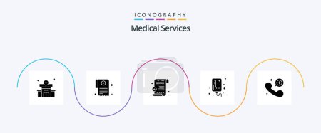 Ilustración de Medical Services Glyph 5 Icon Pack Including . emergency. prescription. contact. medical - Imagen libre de derechos