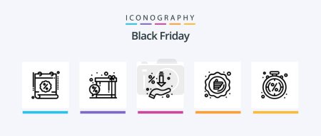 Téléchargez les illustrations : Black Friday Line 5 Icon Pack Including discount. tag. cart. shopping. trolley. Creative Icons Design - en licence libre de droit