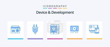 Illustration for Device And Development Blue 5 Icon Pack Including monitor. loud. lmobile. speaker. music. Creative Icons Design - Royalty Free Image