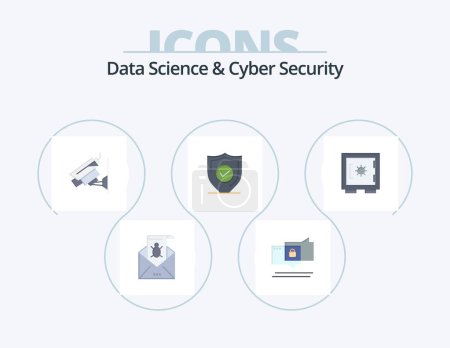 Illustration for Data Science And Cyber Security Flat Icon Pack 5 Icon Design. security. confirm. chating. surveillance. cctv - Royalty Free Image