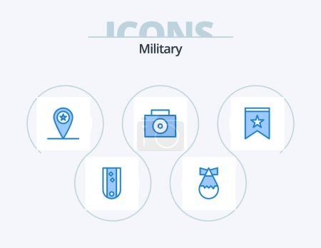 Ilustración de Military Blue Icon Pack 5 Icon Design. star. decoration. army. badge. nuclear - Imagen libre de derechos