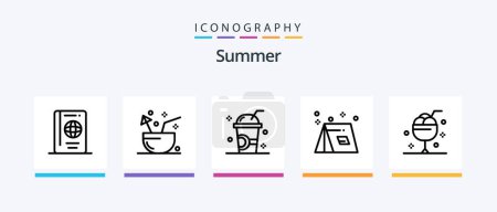 Illustration for Summer Line 5 Icon Pack Including summer. dessert. sun. summer. outdoor. Creative Icons Design - Royalty Free Image