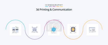 Illustration for 3d Printing And Communication Flat 5 Icon Pack Including rapid. object. object. web. net - Royalty Free Image