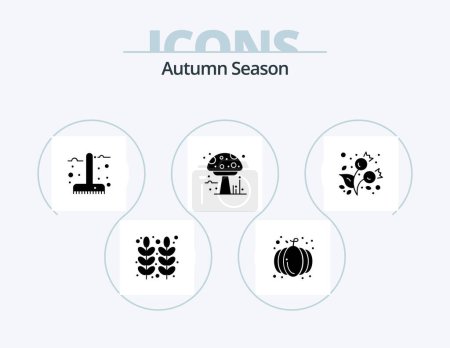 Téléchargez les illustrations : Autumn Glyph Icon Pack 5 Icon Design. poison. autumn. pumpkin. amanita. garden - en licence libre de droit