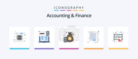 Téléchargez les illustrations : Accounting And Finance Flat 5 Icon Pack Including bookkeeping. balance. book. accounts. money. Creative Icons Design - en licence libre de droit