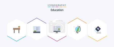 Illustration for Education 25 Flat icon pack including education. globe. e. education. school - Royalty Free Image