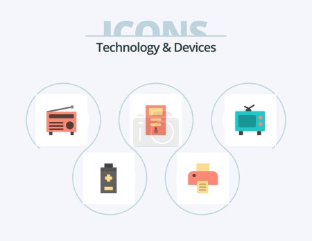 Ilustración de Devices Flat Icon Pack 5 Icon Design. . television. audio. tv. pc - Imagen libre de derechos