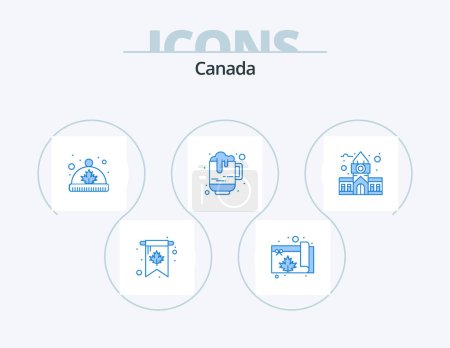 Illustration for Canada Blue Icon Pack 5 Icon Design. canada. cup. canada. canada. beer - Royalty Free Image