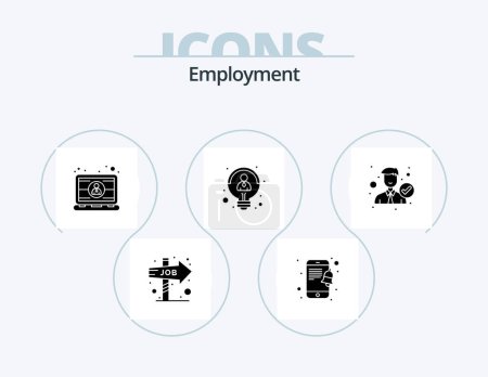 Illustration for Employment Glyph Icon Pack 5 Icon Design. employee. thinking. employee. idea. creative - Royalty Free Image