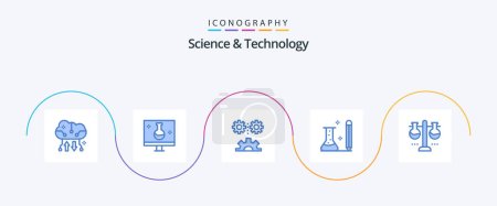 Ilustración de Science And Technology Blue 5 Icon Pack Including knowledge. education. echography. technology. engineering science - Imagen libre de derechos