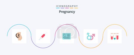 Téléchargez les illustrations : Pregnancy Flat 5 Icon Pack Including . healthcare. vaccine. cardiology. stethoscope - en licence libre de droit