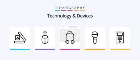 Illustration for Devices Line 5 Icon Pack Including press. mic. signal. media. movie. Creative Icons Design - Royalty Free Image