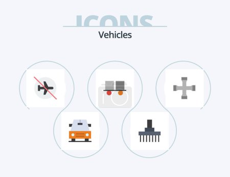 Photo pour Vehicles Flat Icon Pack 5 Icon Design. construction and tools. forklift truck. disabled. forklift. caterpillar vehicles - image libre de droit