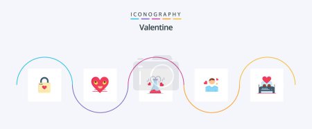 Illustration for Valentine Flat 5 Icon Pack Including love. valentines. love. valentine. face - Royalty Free Image