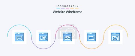 Téléchargez les illustrations : Website Wireframe Blue 5 Icon Pack Including mail. browser. map. web. performance - en licence libre de droit