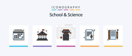 Téléchargez les illustrations : School And Science Line Filled 5 Icon Pack Including lab. energy. chemistry. wind. fan. Creative Icons Design - en licence libre de droit