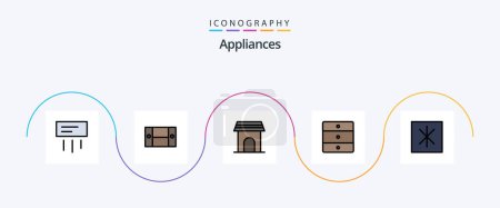 Illustration for Appliances Line Filled Flat 5 Icon Pack Including fridge. home appliances. apartment. home. household - Royalty Free Image