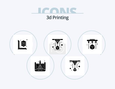 Ilustración de 3d Printing Glyph Icon Pack 5 Icon Design. printing. 3d. printing. laser. printer - Imagen libre de derechos