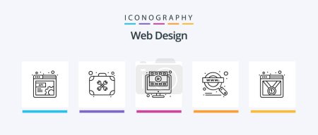 Illustration for Web Design Line 5 Icon Pack Including warning. alert. edit. url. chain. Creative Icons Design - Royalty Free Image