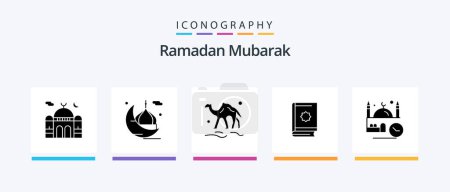 Ilustración de Ramadan Glyph 5 Icon Pack Including islam. quran. masjid. arab. animal. Creative Icons Design - Imagen libre de derechos