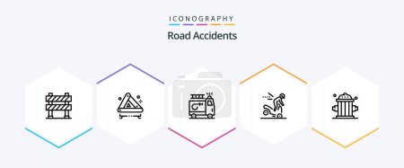 Illustration for Road Accidents 25 Line icon pack including firefighter. motorbike. sign. danger. accident - Royalty Free Image