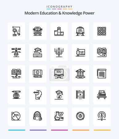 Ilustración de Creative Modern Education And Knowledge Power 25 OutLine icon pack  Such As learning. board. pedestal. abc. learining - Imagen libre de derechos