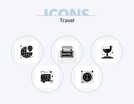 Téléchargez les illustrations : Travel Glyph Icon Pack 5 Icon Design. bird. travel. around. journey. travel - en licence libre de droit