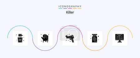 Téléchargez les illustrations : Killer Glyph 5 Icon Pack Including poster. pill. firearm. pharmacy. drug - en licence libre de droit