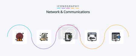 Ilustración de Network And Communications Line Filled Flat 5 Icon Pack Including form. key. coding. secure. mobile - Imagen libre de derechos