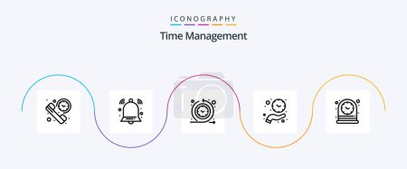 Ilustración de Time Management Line 5 Icon Pack Including save time. hold. signal. hand. time process - Imagen libre de derechos
