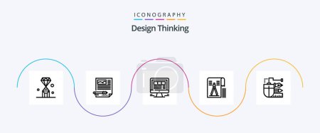 Illustration for Design Thinking Line 5 Icon Pack Including drawing. web. paper. internet. laptop - Royalty Free Image