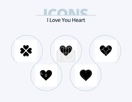 Illustration for Heart Glyph Icon Pack 5 Icon Design. love. gift. like. favorite. love - Royalty Free Image