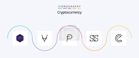 Téléchargez les illustrations : Cryptocurrency Line Filled Flat 5 Icon Pack Including crypto. energy coin. potcoin. crypto currency. salus coin - en licence libre de droit