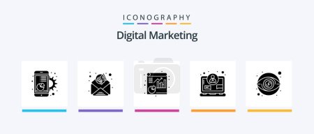 Ilustración de Digital Marketing Glyph 5 Icon Pack Including visibility. eye. analytics. internet. concept. Creative Icons Design - Imagen libre de derechos