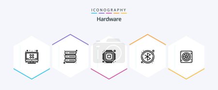 Illustration for Hardware 25 Line icon pack including . fan. hardware. cooler. searching - Royalty Free Image