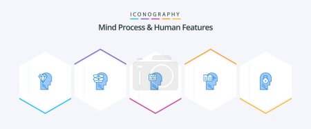 Ilustración de Mind Process And Human Features 25 Blue icon pack including mind. book. male. knowledge. user - Imagen libre de derechos