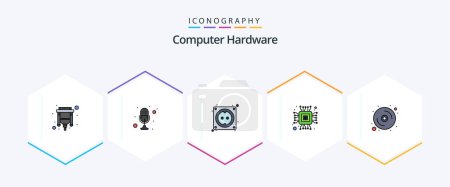 Illustration for Computer Hardware 25 FilledLine icon pack including data. micro. talk. computer. stock - Royalty Free Image