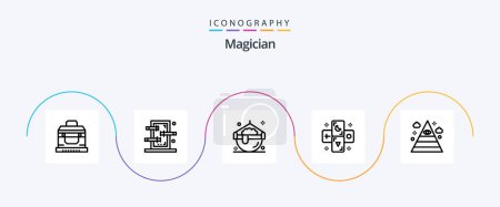 Illustration for Magician Line 5 Icon Pack Including illuminati. zodiac. cook. tarot. astrology - Royalty Free Image