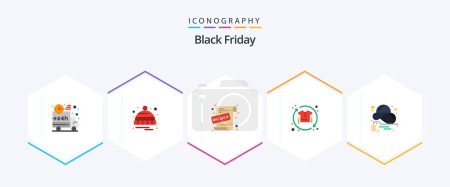 Ilustración de Black Friday 25 Flat icon pack including process. sale. sale. promote. sale promotion - Imagen libre de derechos