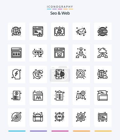 Téléchargez les illustrations : Creative Seo & Web 25 OutLine icon pack  Such As web. web. connection. message. email - en licence libre de droit