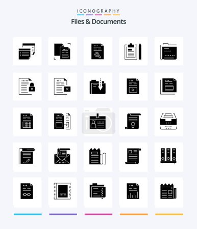 Illustration for Creative Files And Documents 25 Glyph Solid Black icon pack  Such As file. clipboard. document. find. document - Royalty Free Image