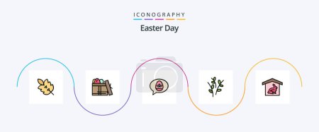 Illustration for Easter Line Filled Flat 5 Icon Pack Including house. easter. day. catkin. nature - Royalty Free Image