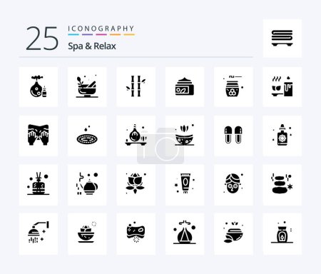 Illustration for Spa And Relax 25 Solid Glyph icon pack including cream . natural. bowl . leaves . forest - Royalty Free Image