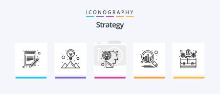 Téléchargez les illustrations : Strategy Line 5 Icon Pack Including campaign. marketing. schedule. ad. seo. Creative Icons Design - en licence libre de droit