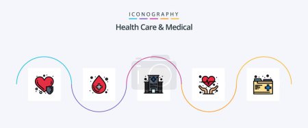 Illustration for Health Care And Medical Line Filled Flat 5 Icon Pack Including health. heart health. building. heart care. medical - Royalty Free Image